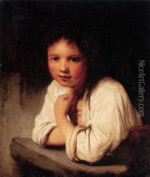 A Young Girl At A Window Oil Painting -  Rembrandt van Rijn