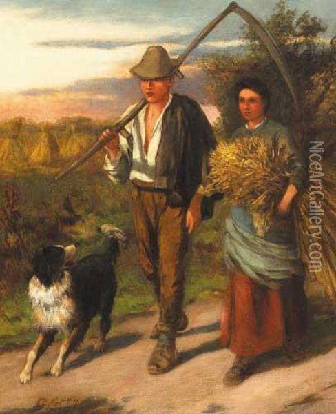 A Golden Harvest Oil Painting - Gregor Grey