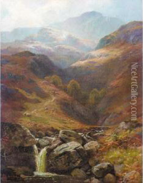Highland Stream Oil Painting - James Henry Crossland