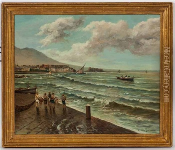 Fisherman At Cadaques Oil Painting - Eliseo Meifren y Roig