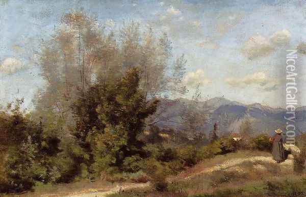 In the Vicinity of Geneva Oil Painting - Jean-Baptiste-Camille Corot