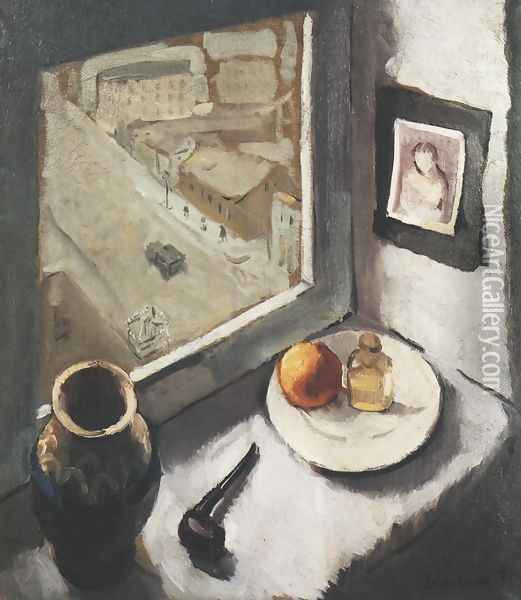 View from a Window Oil Painting - Efraim and Menasze Seidenbeutel