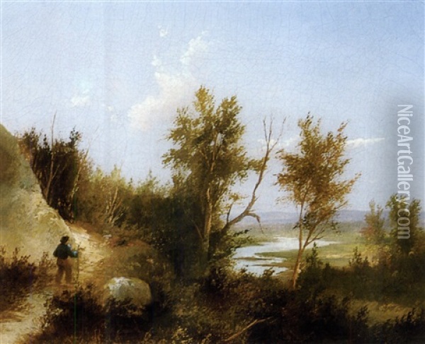 A Distant View Of The Hudson River Oil Painting - Homer Dodge Martin