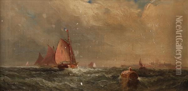 Vessels Off Thecoast Oil Painting - William A. Thornley Or Thornber