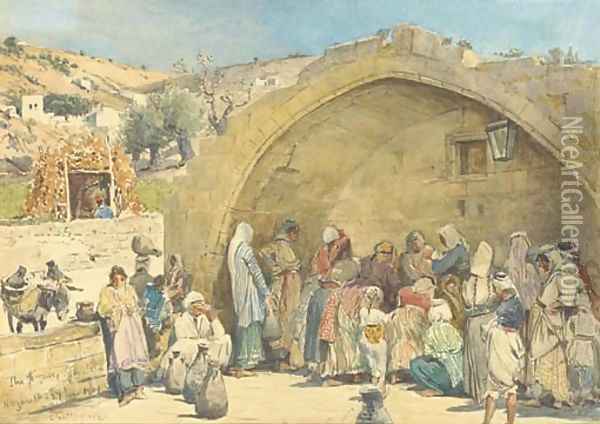 The Virgin's fountain, Nazareth Oil Painting - John Fulleylove
