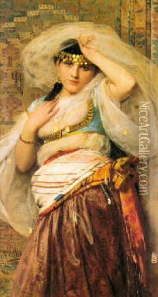 A Turkish Odalisque Oil Painting - Giovanni Costa