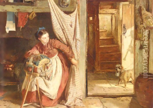 The Lace Maker Oil Painting - James Lobley