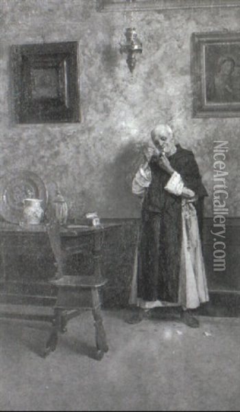 The Cleric's Break Oil Painting - Giuseppe Bortignoni the Elder
