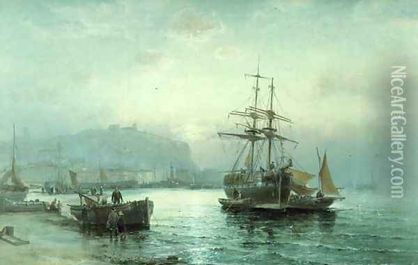 Scarborough Harbour Oil Painting - William A. Thornley or Thornbery