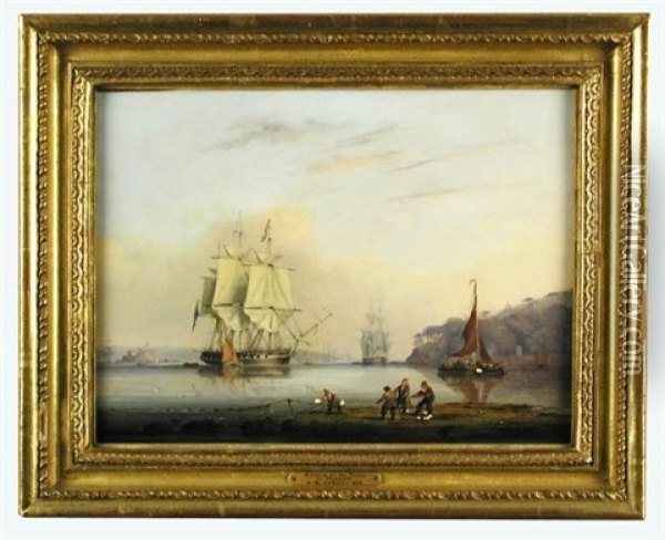 Shipping On The Tamar, Near Plymouth, Devon Oil Painting - Nicholas Matthew Condy