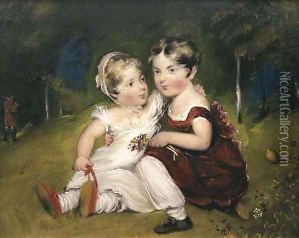 Children in a Wood Oil Painting - Benjamin Duterrau