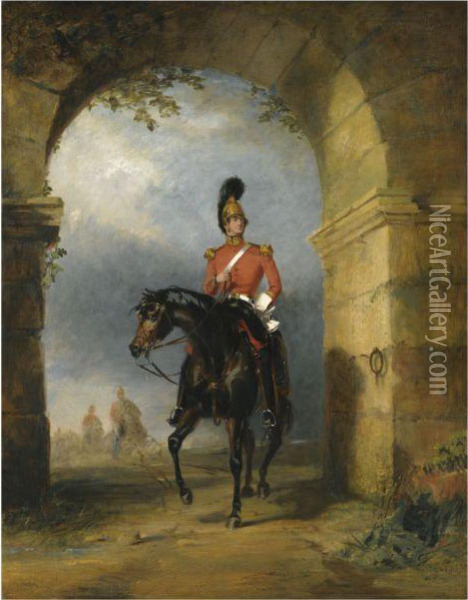 Portrait Of An Officer Of Dragoon Guards Oil Painting - George Henry Laporte