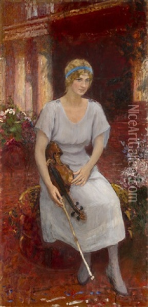 Portrait Of The Violinist Cecilia Hansen Oil Painting - Ilya Repin