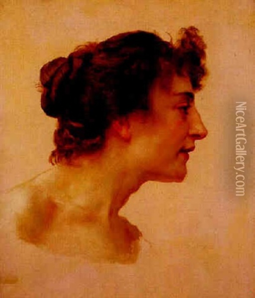 Portrait De Jeune Femme De Profil Oil Painting - William-Adolphe Bouguereau