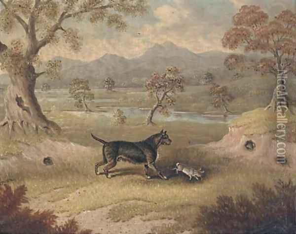 Charley, a terrier with a rabbit Oil Painting - Samuel Spode