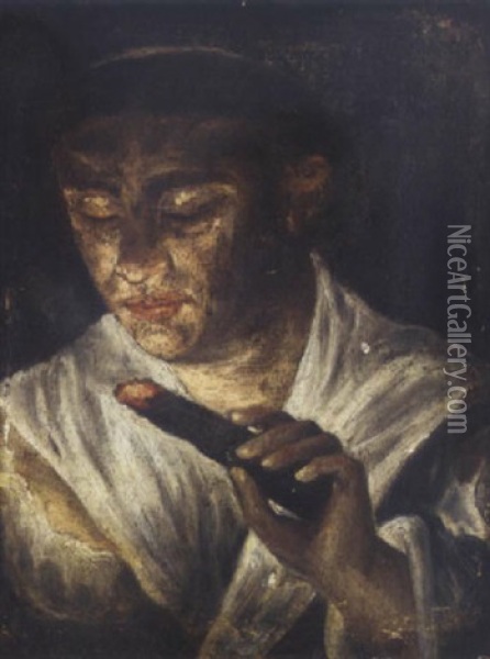 A Boy Blowing On A Burning Ember Oil Painting -  El Greco