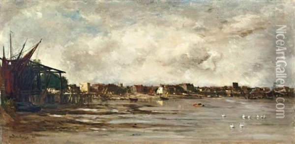 Le Port De Dieppe Oil Painting - Charles Francois Daubigny