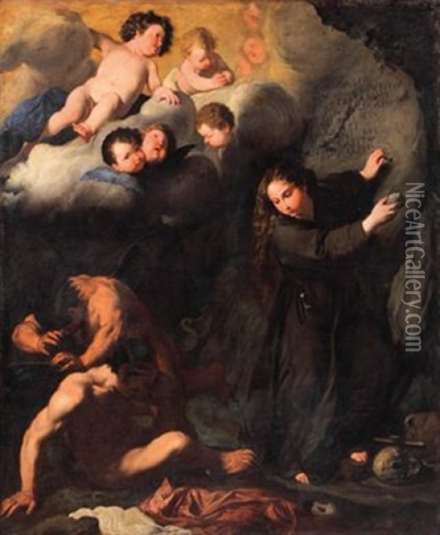 Die Heilige Rosalia Oil Painting - Pietro (Monrealese) Novelli
