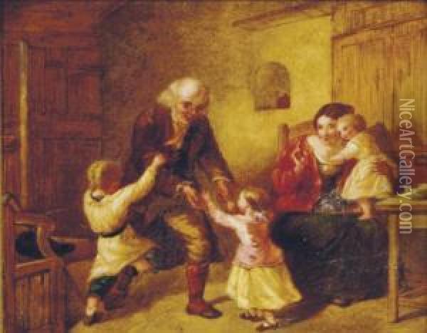 Family At Play Oil Painting - John F. Pasmore