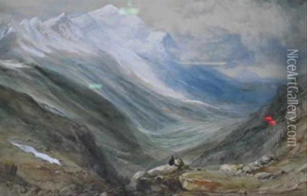 Figures In A Mountainous Landscape Oil Painting - Samuel Jackson