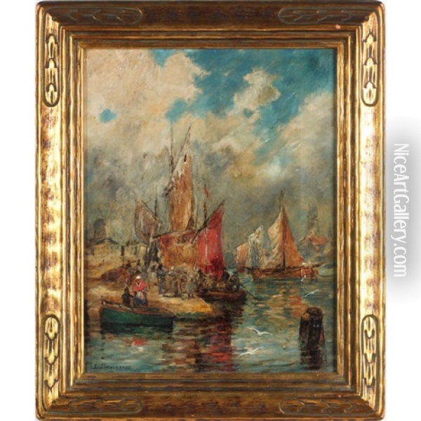 Harbor Oil Painting - Louis Etienne Timmermans