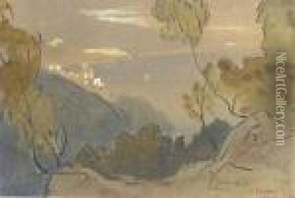 La Mortola Oil Painting - Edward Lear