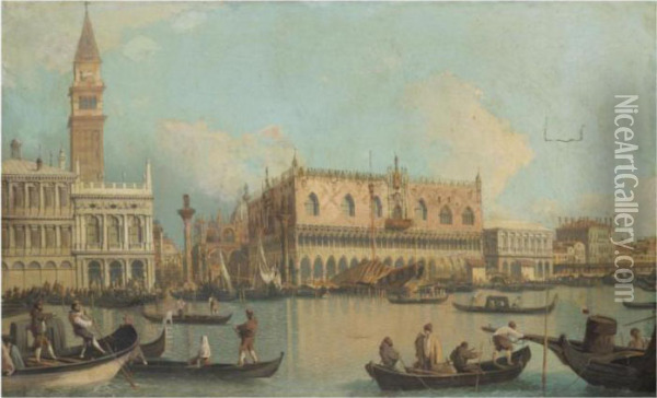 Venice, A View Of The Bacino Di San Marco Grand Canal With The Palazzo Ducale Oil Painting - (Giovanni Antonio Canal) Canaletto