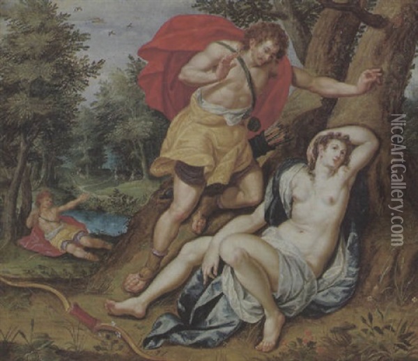 Mythologische Szene Oil Painting - Hendrick De Clerck