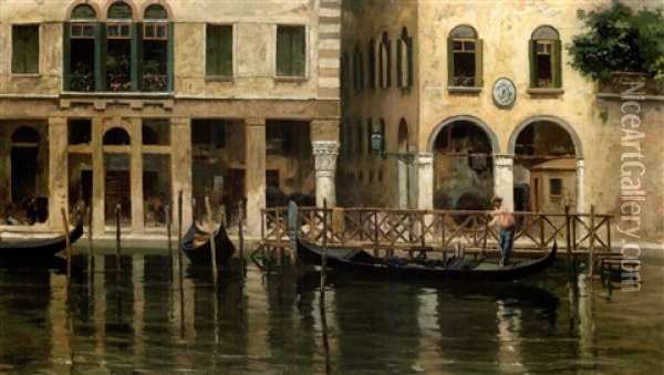 Venezianischer Kanal Oil Painting - Carlo Brancaccio
