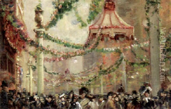 Decorations For The Coronation Of King George V In Whitehall Oil Painting - George Hyde Pownall