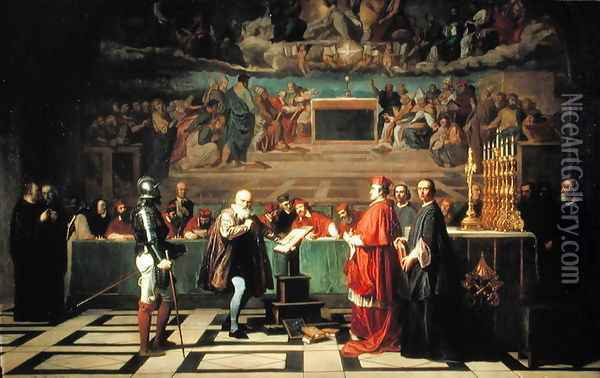Galileo Galilei 1564-1642 before members of the Holy Office in the Vatican in 1633, 1847 Oil Painting - Joseph-Nicolas Robert-Fleury