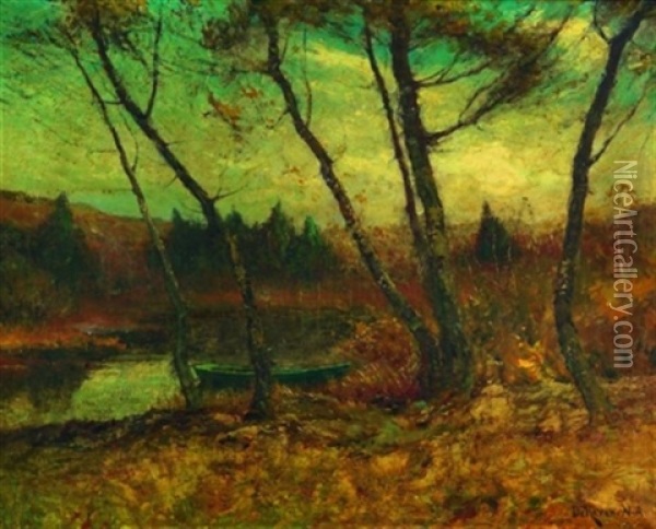 Pond Shore In Woodstock Oil Painting - Franklin B. De Haven