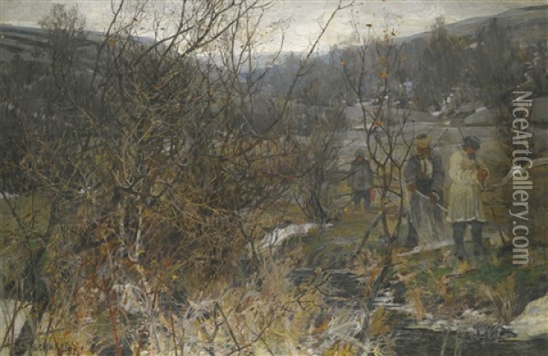 Winter Hunt Oil Painting - Ivan Feodorovich Kolesnikov