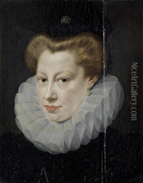 Portrait Of A Lady, Bust-length, In Black Costume And White Ruff Oil Painting - Frans Pourbus the younger