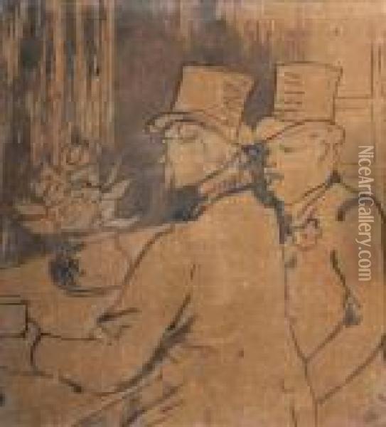 Dandys Accoudes Au Bar Oil Painting - Henri De Toulouse-Lautrec