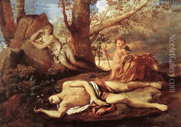Echo and Narcissus 1628-30 Oil Painting - Nicolas Poussin