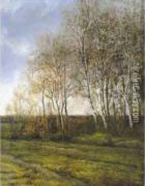 Landschap Met Berken - Paysage Aux Bouleaux Oil Painting - Theodore Tscharner