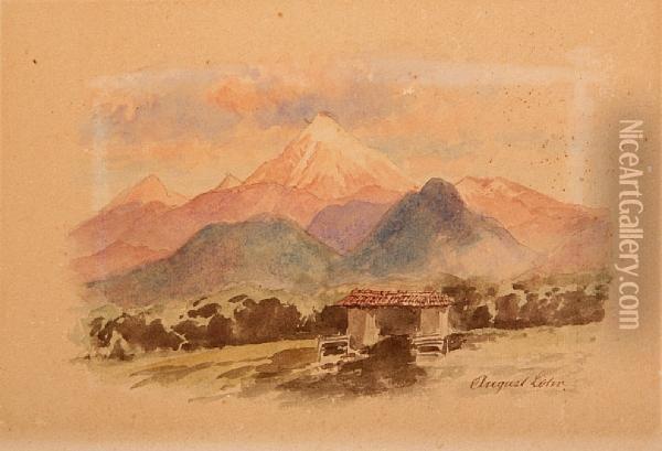 Mountain Landscape Oil Painting - August Lohr