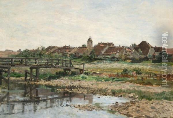 Village De L'est Oil Painting - Edmond Marie Petitjean