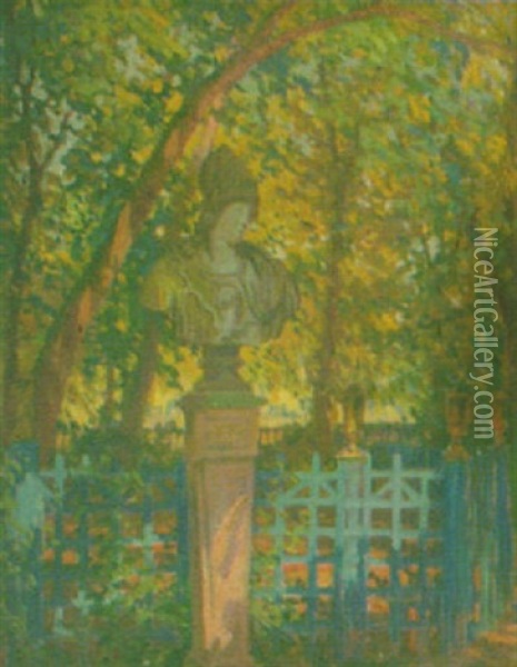 Sunlit Bust In A Garden Oil Painting - William Samuel Horton