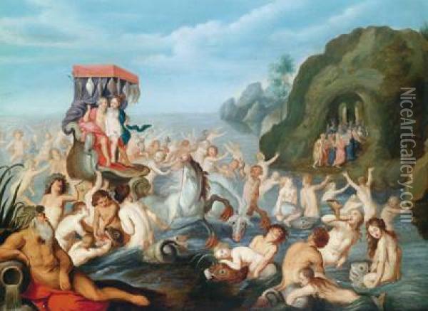 Nettuno E Sua Moglie Anfitrite Oil Painting - Frans II Francken