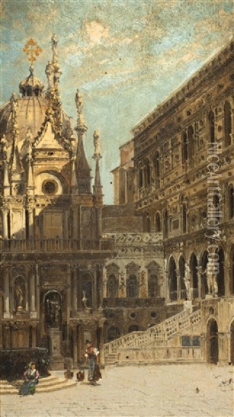 Der Innenhof Des Dogenpalasts In Venedig Oil Painting - Antonietta Brandeis