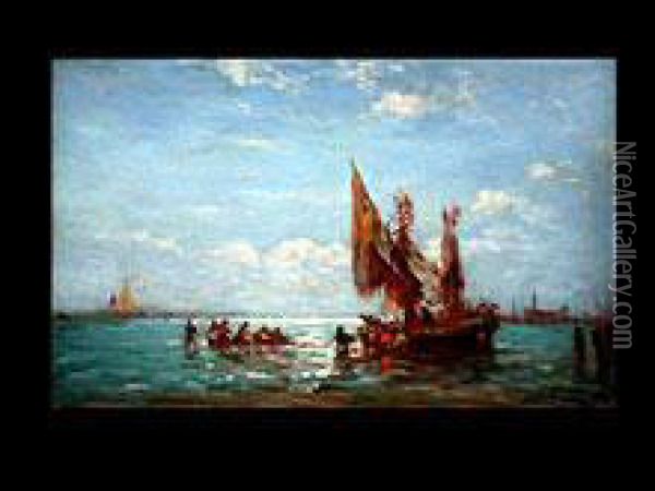 Schiffe In Der Lagune Vor Venedig Oil Painting - Felix Ziem