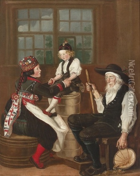 Doppelportrat Von Andreas Drog Und Veronica Drog-wysler Oil Painting - Joseph Reinhart