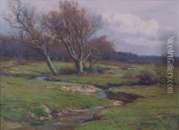 A Brookwith Trees Oil Painting - Frederik Golden Short