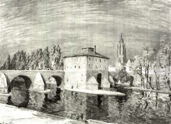 The Bridge In Frankfurt Oil Painting - William Samuel Horton