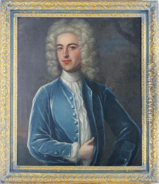 Portrait Of A Gentleman In A Blue Coat Oil Painting - William Aikman
