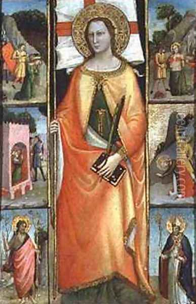 St Reparata with Scenes of Martyrdom and SS John the Baptist and Nicolas Oil Painting - Niccolo del Biondo Giovanni di