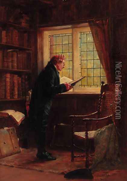 A Favourite Author Oil Painting - John Arthur Lomax