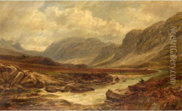 On The Lonan, Sutherland Oil Painting - Arthur Perigal